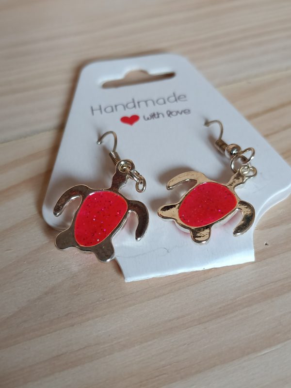Turtle silver tone earrings - Image 3