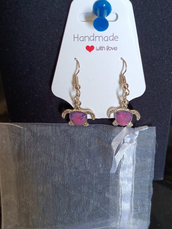 Turtle silver tone earrings - Image 4