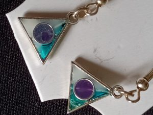 Small Silvertone triangular earrings
