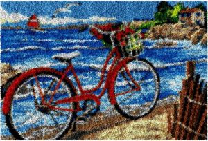 Rug Making Latch Hooking Kit | Bicycle on Beach