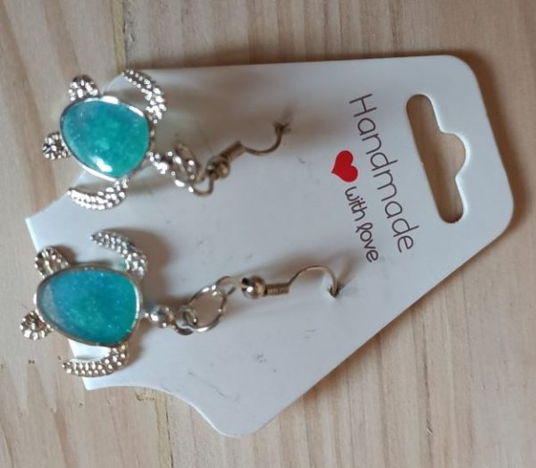 Turtle silver tone earrings