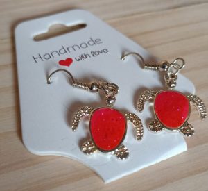 Turtle silver tone earrings