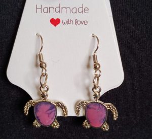 Turtle silver tone earrings
