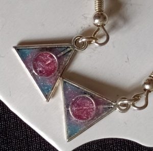 Small Silvertone triangular earrings