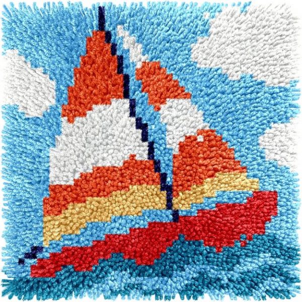 Children’s Rug Making Latch Hooking Kit | Sailboat (30x30cm)