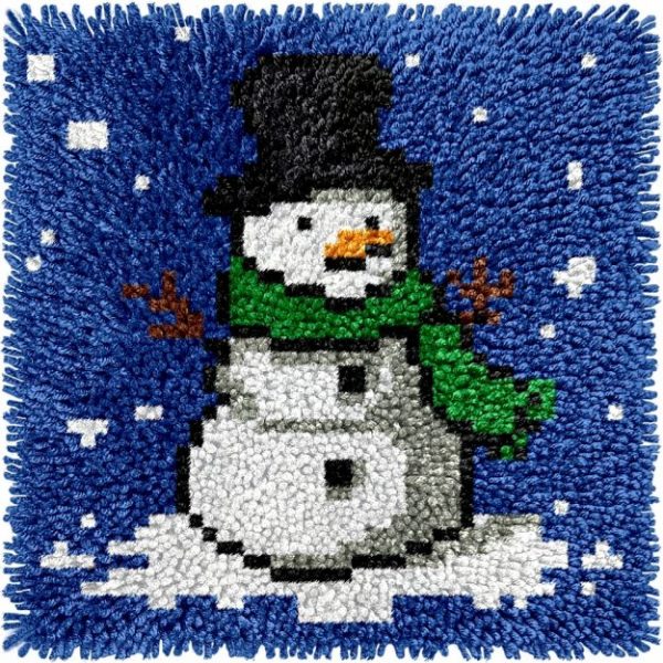 Children’s Rug Making Latch Hooking Kit | Snowman (30x30cm)