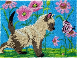 Rug Making Latch Hooking Kit | Cat and Butterfly
