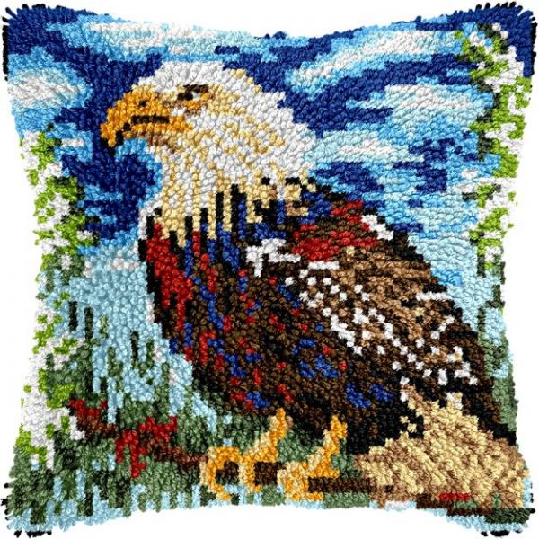 Pillow Latch Hooking Kit Cushion Cover | Eagle (43x43cm)