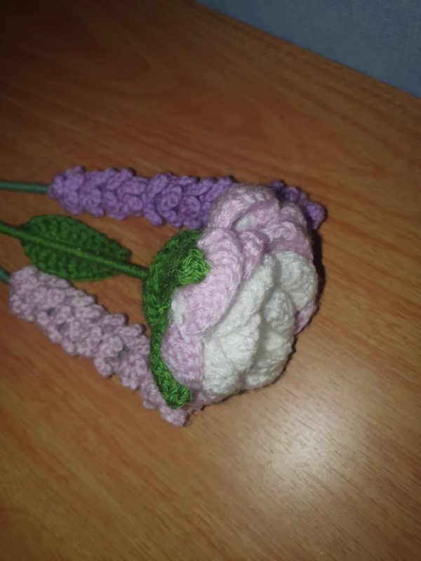 Lavender and Light Purple Rose Crochet Flower Bouquet - Image 3
