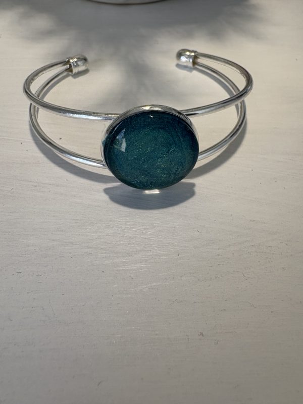 Blue/Green Flower Earring and Bangle Set - Image 3