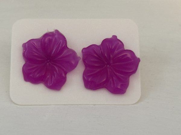 Purple Flower stud earrings - Image 2