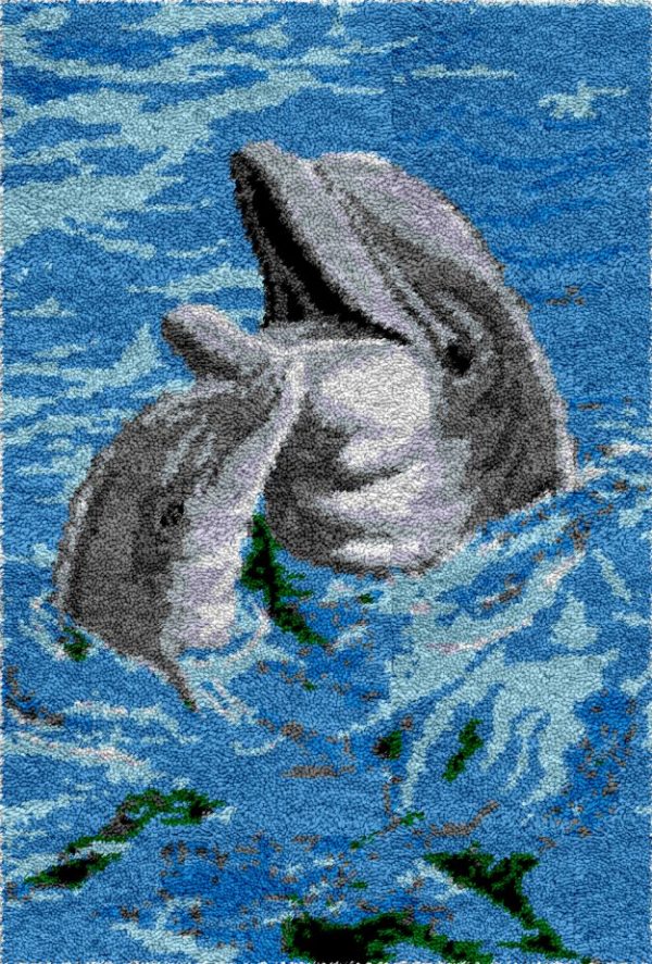 Rug Making Latch Hooking Kit | 2 Dolphins