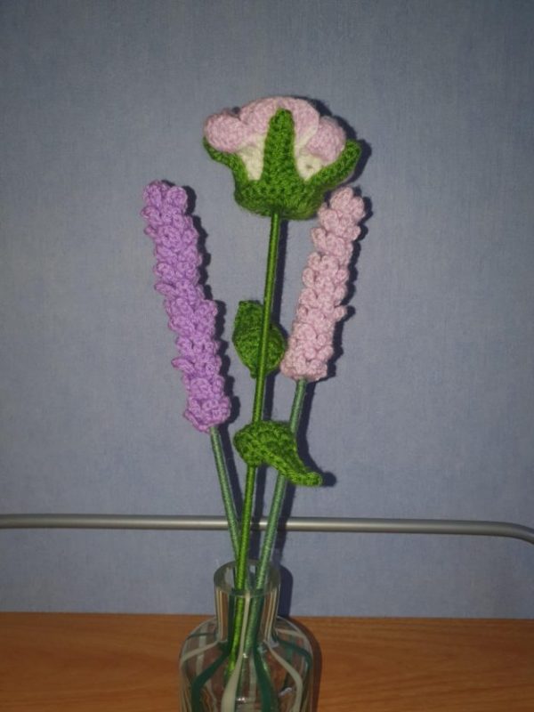 Lavender and Light Purple Rose Crochet Flower Bouquet