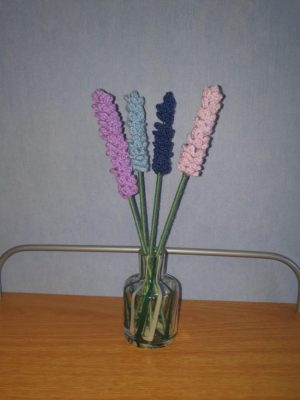 4 Stems Lavender Crochet Flower Bouquet
