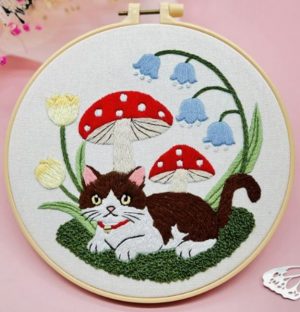 Cross Stitch Kits for Beginners | Cat in Flowers (20cm)