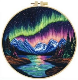Cross Stitch Kits for Beginners | Aurora (20cm with Frame)