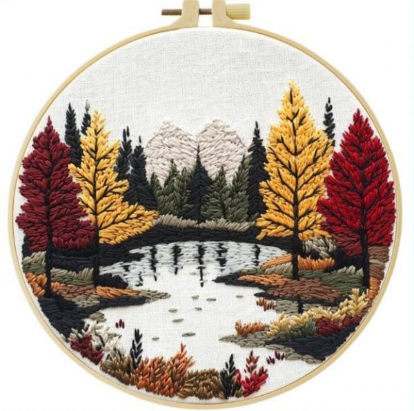 Cross Stitch Kits for Beginners | Autumn Scenery (20cm with Frame)