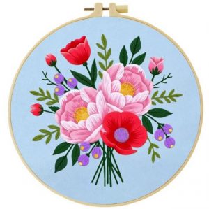 Cross Stitch Kits for Beginners | Beautiful Flowers (20cm with Frame)