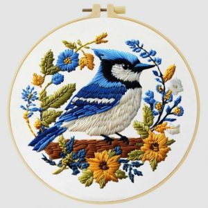 Cross Stitch Kits for Beginners | Bluejay (20cm with Frame)