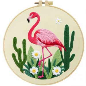 Cross Stitch Kits for Beginners | Flamingo (20cm with Frame)