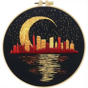 Cross Stitch Kits for Beginners | Night View (20cm with Frame)