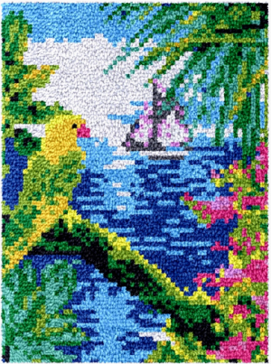 Rug Making Latch Hooking Kit | Parrot Scenery