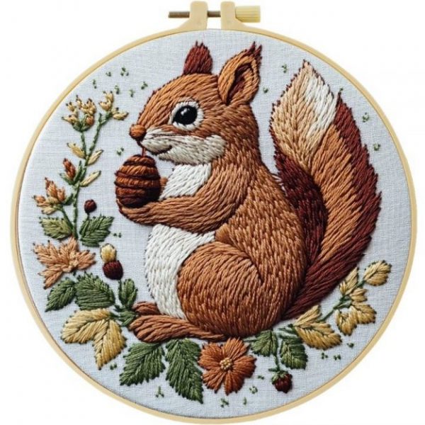 Cross Stitch Kits for Beginners | Squirrel (20cm with Frame)