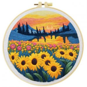 Cross Stitch Kits for Beginners | Sunflower Scenery (20cm with Frame)