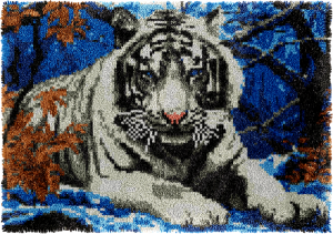 Rug Making Latch Hooking Kit | White Tiger