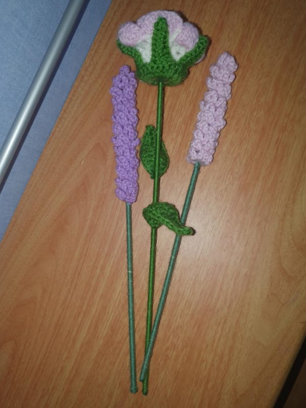 Lavender and Light Purple Rose Crochet Flower Bouquet - Image 2