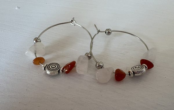 Silver plated hooped autumnal themed earrings - Image 3