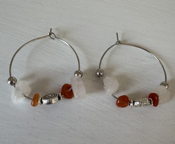 Silver plated hooped autumnal themed earrings - Image 4