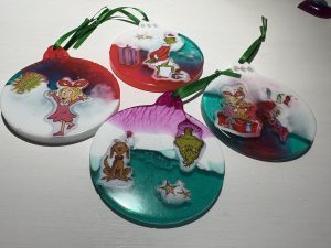Set of 4 Grinch Themed Christmas Baubles