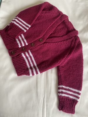 Girls Hand Knitted V Neck Cardigan