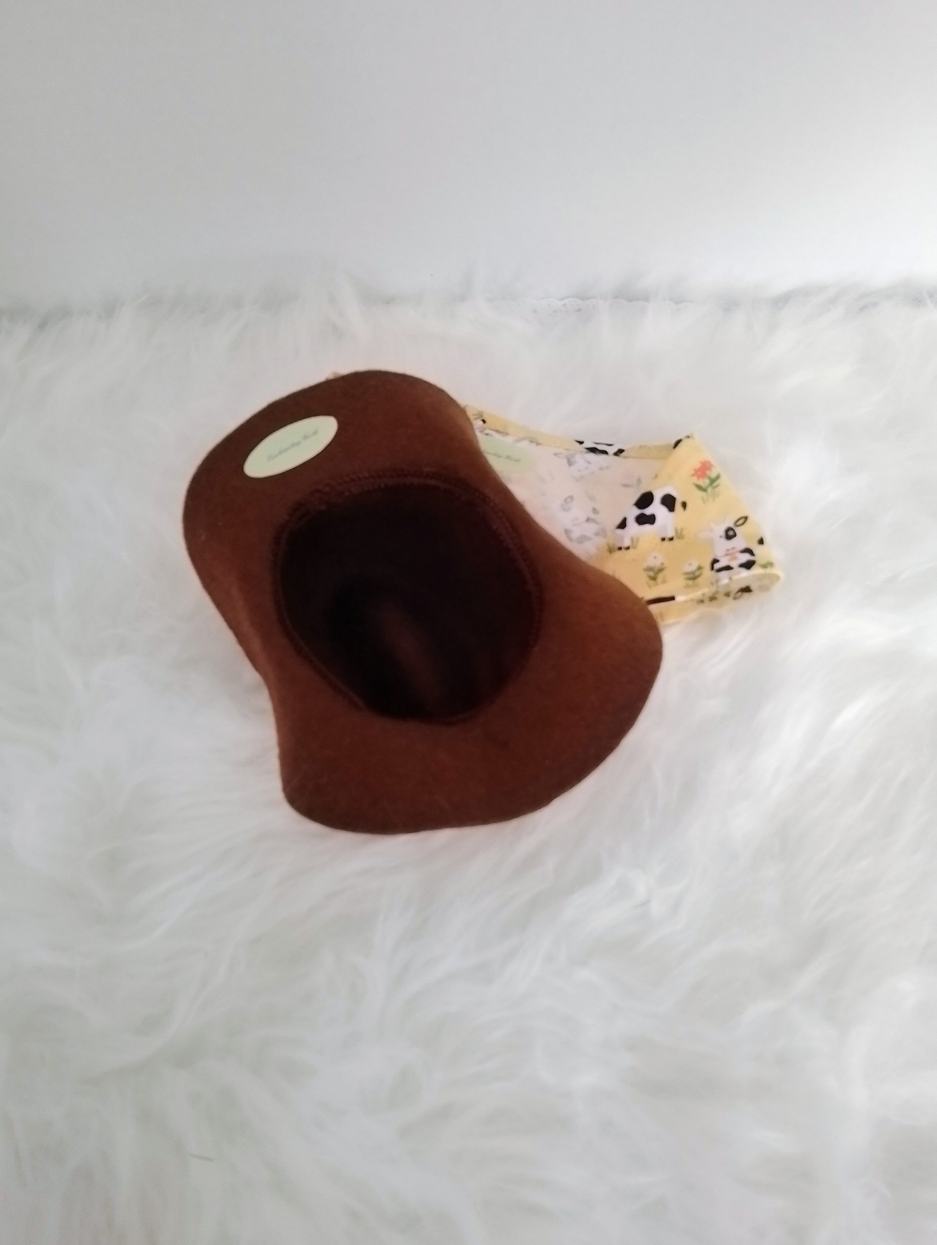 New, high-quality generic, non-branded soft toy bunny with unique, custom-made pair of dungarees and cowboy hat by Enchanting World. - Image 7