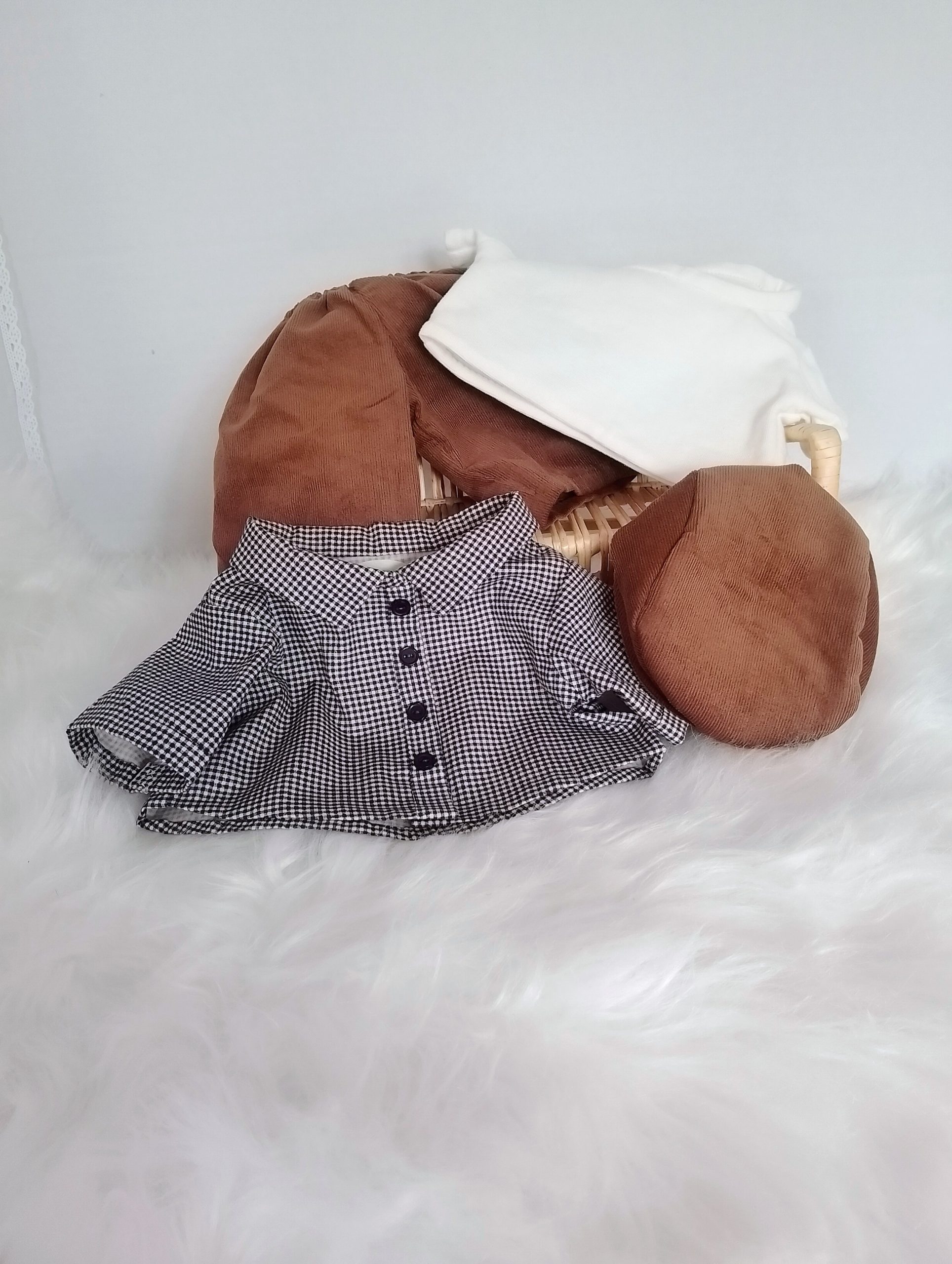New, high-quality generic, non-branded soft toy teddy bear with unique, custom-made countryside fashion and millinery by Enchanting World. - Image 5