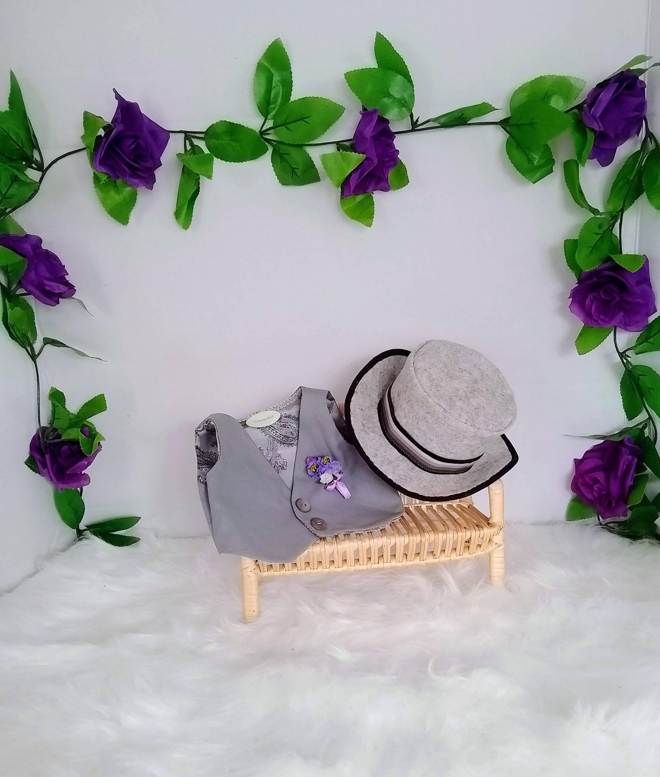 Couple of custom-clothed soft toy teddy bears (original base : Bebamour teddy bears), with unique, handcrafted wedding fashion and millinery by Enchanting World. - Image 13