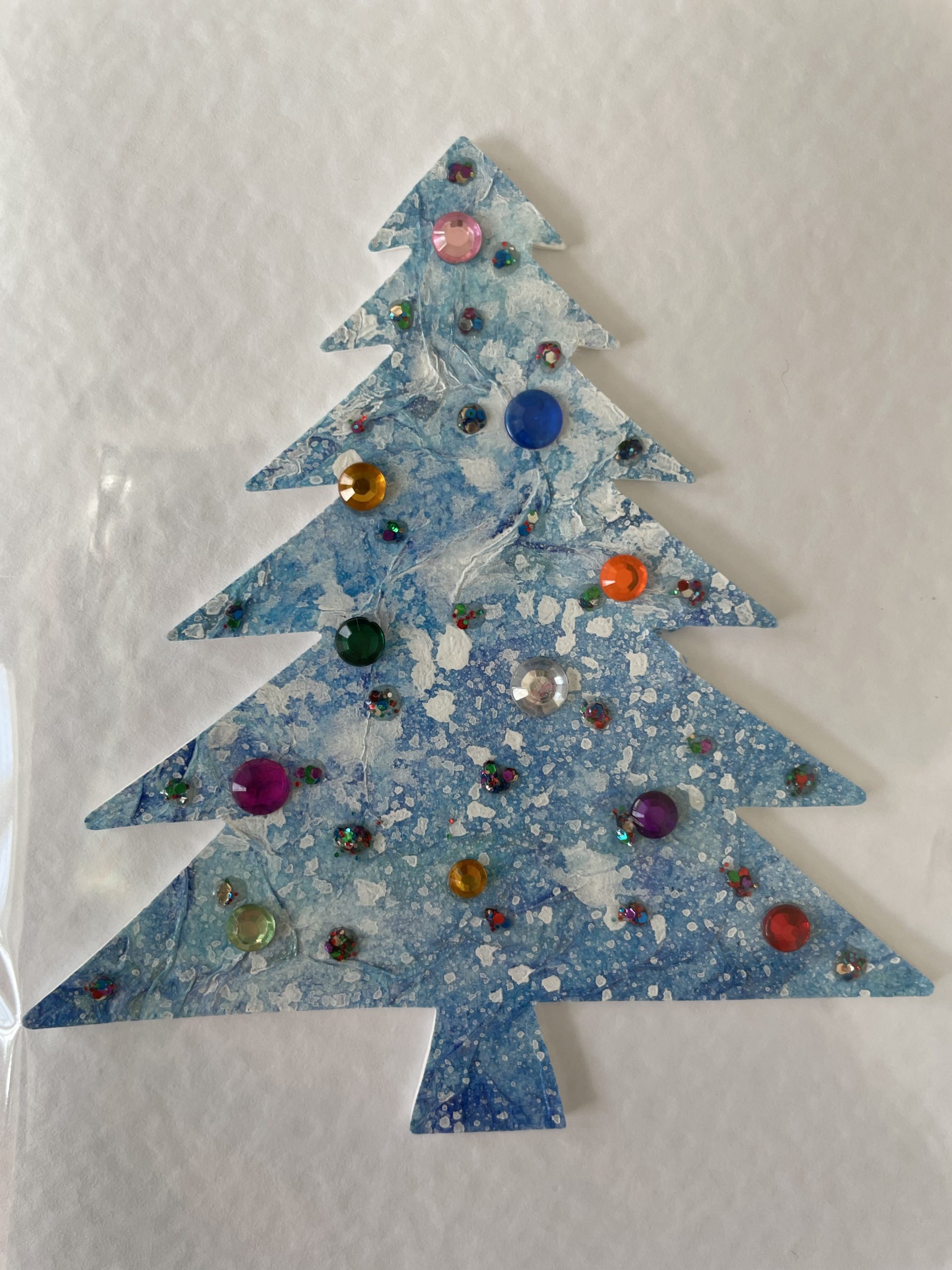 Set of 4 Watercolour Christmas Trees with Sequins - Image 5