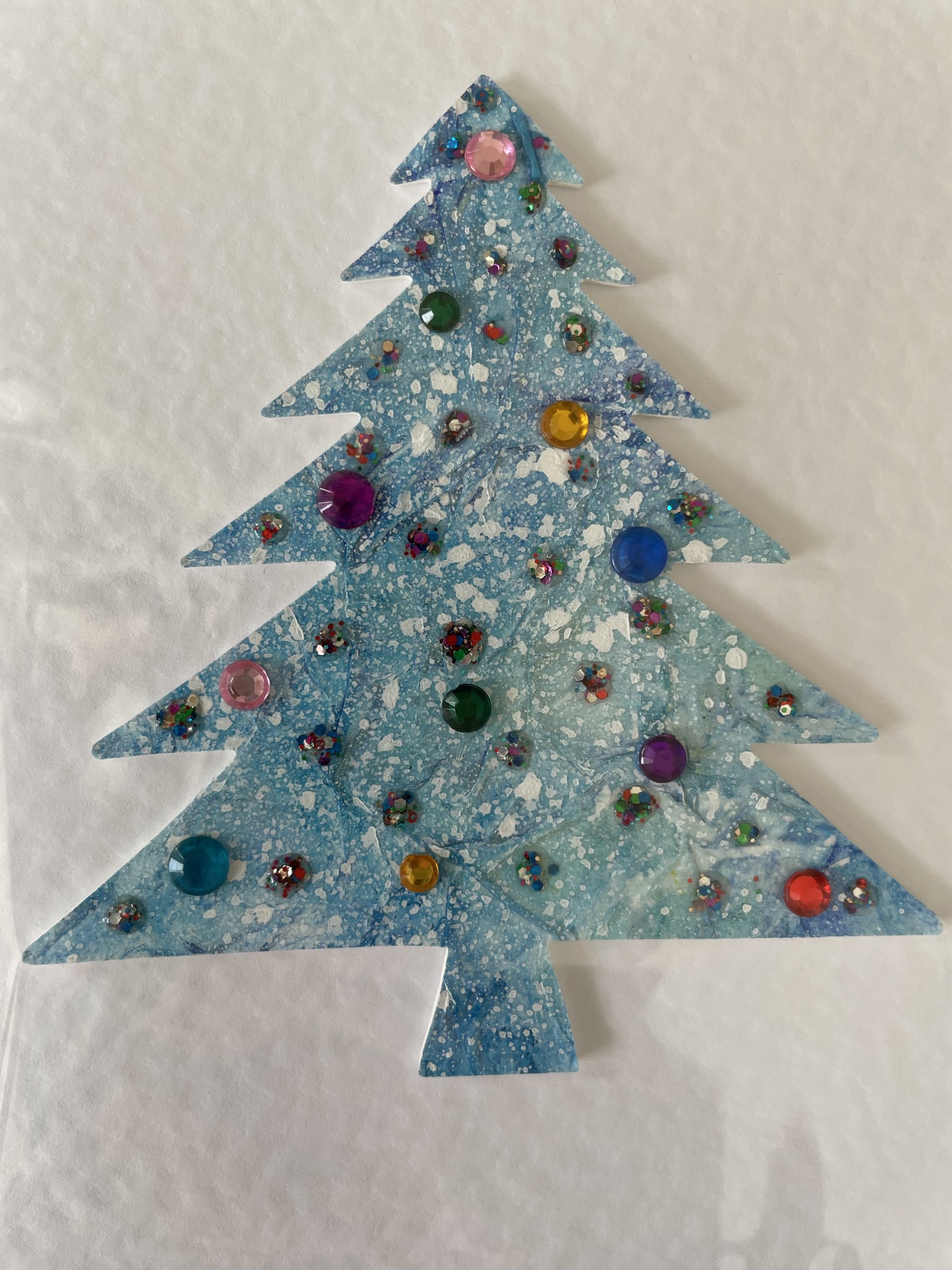 Set of 4 Watercolour Christmas Trees with Sequins - Image 2