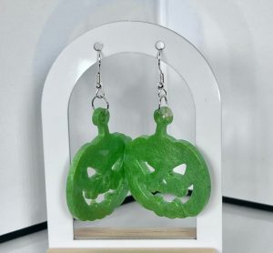 Green Glow Jack-o'-Lantern Earrings – Halloween Resin Charms