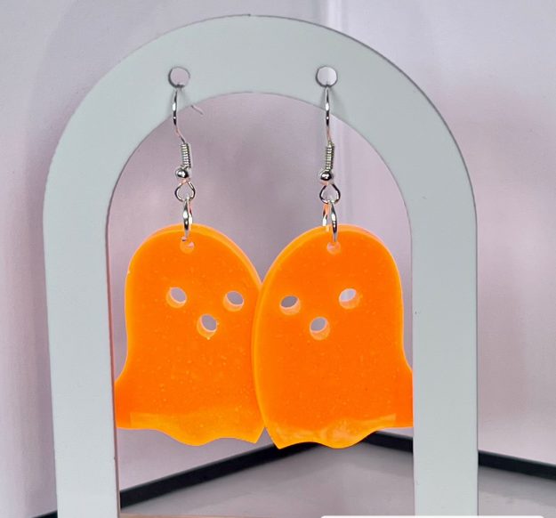 Lantern Spirits – Luminous Orange Ghost Earrings