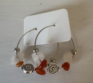 Silver plated hooped autumnal themed earrings