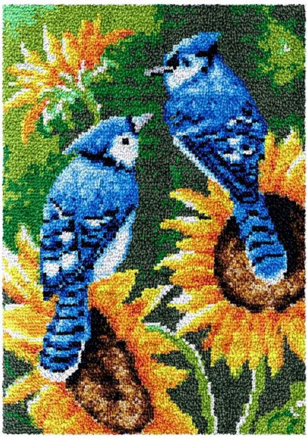 Rug Making Latch Hooking Kit | Sunflower and Birds