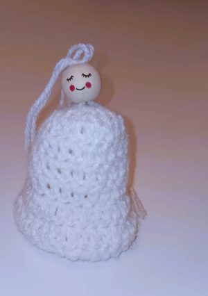 Hand-Crocheted Bell-Shaped Ornament, White Festive Tree Décor