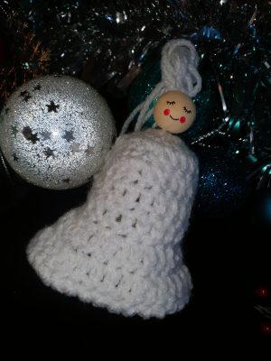 Hand-Crocheted Bell-Shaped Ornament, White Festive Tree Décor