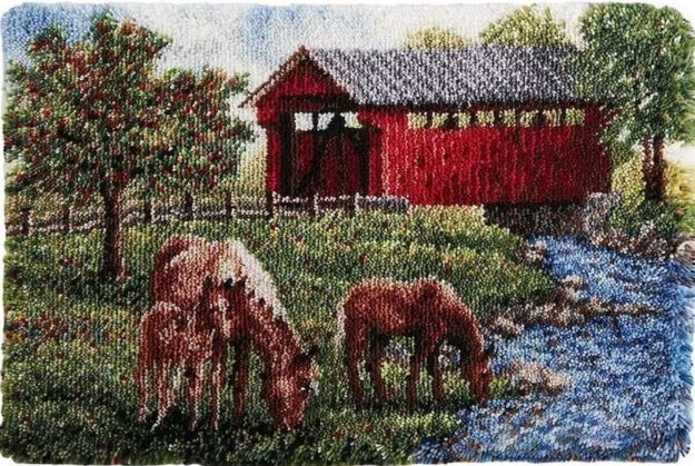 Rug Making Latch Hooking Kit | Covered Bridge Summer