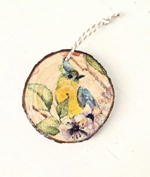 Decoupage bird tree decoration