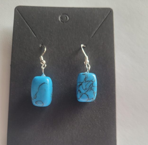 Handmade dyed howlite natural stone on 925 Sterling Silver hooks.
