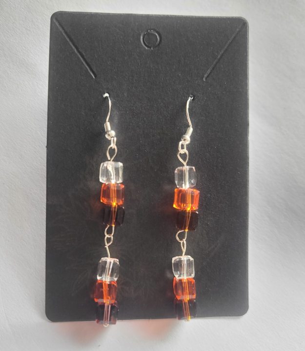 925 Silver Geometric Cube Earrings – Amber Tones