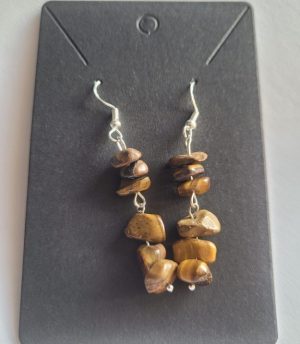 Handmade Tiger’s Eye Dangle Earrings (925 Sterling Silver)